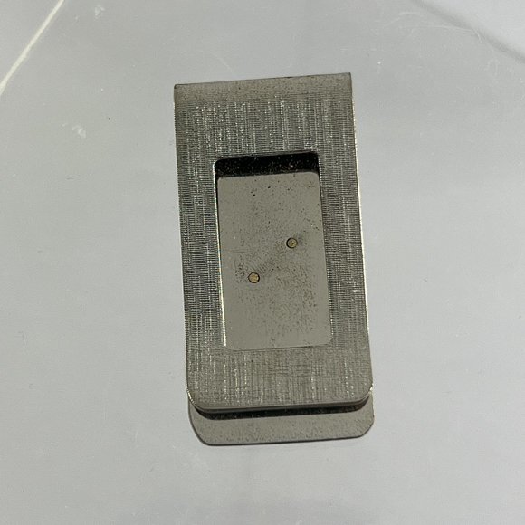 Vintage Metal Silver Tone Dollar Sign Money Clip Textured 2" X 1" - Picture 2 of 4